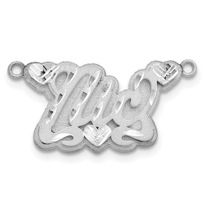 Sterlingsilber Rhodiniert 3d Satiniert Diamantiert Herzen Name Platte