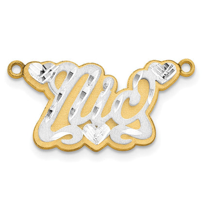 14K Bicolor 3d Satiniert Diamantiert Name Platte