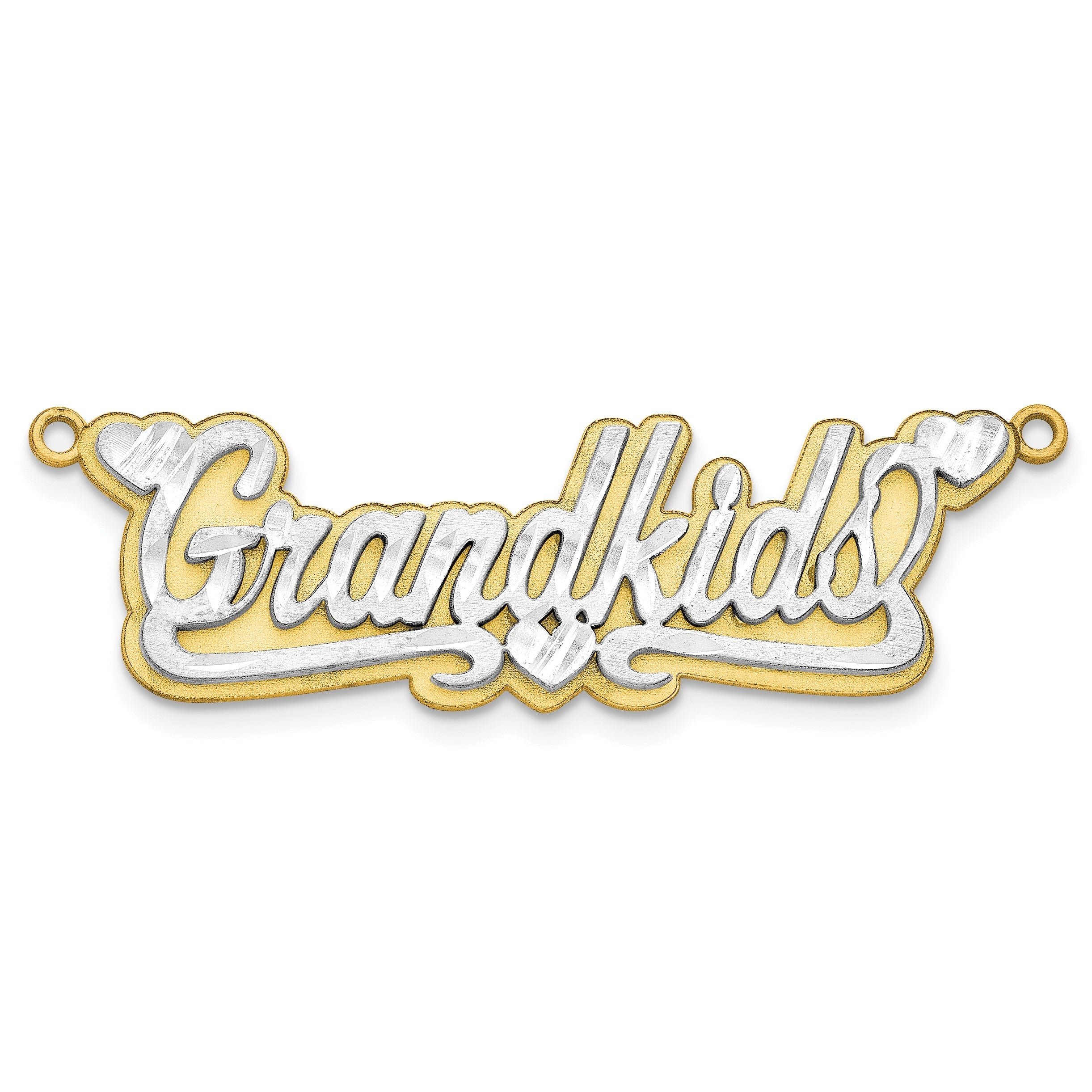 14K Bicolor 3d Satiniert Diamantiert Name Platte