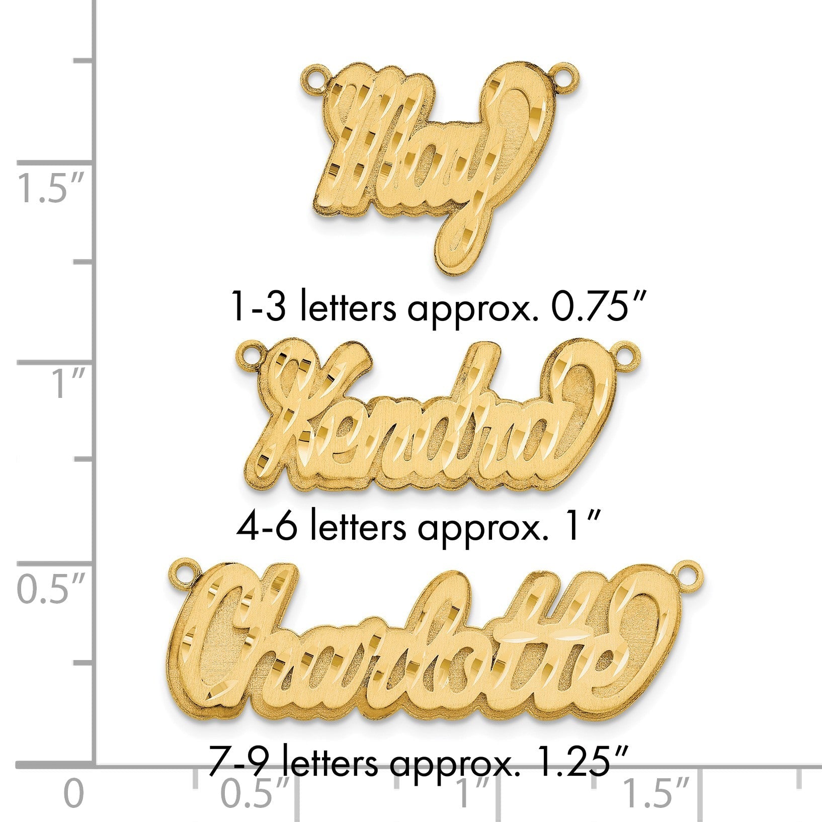 14K Gelbgold 3d Satiniert Diamantiert Name Platte