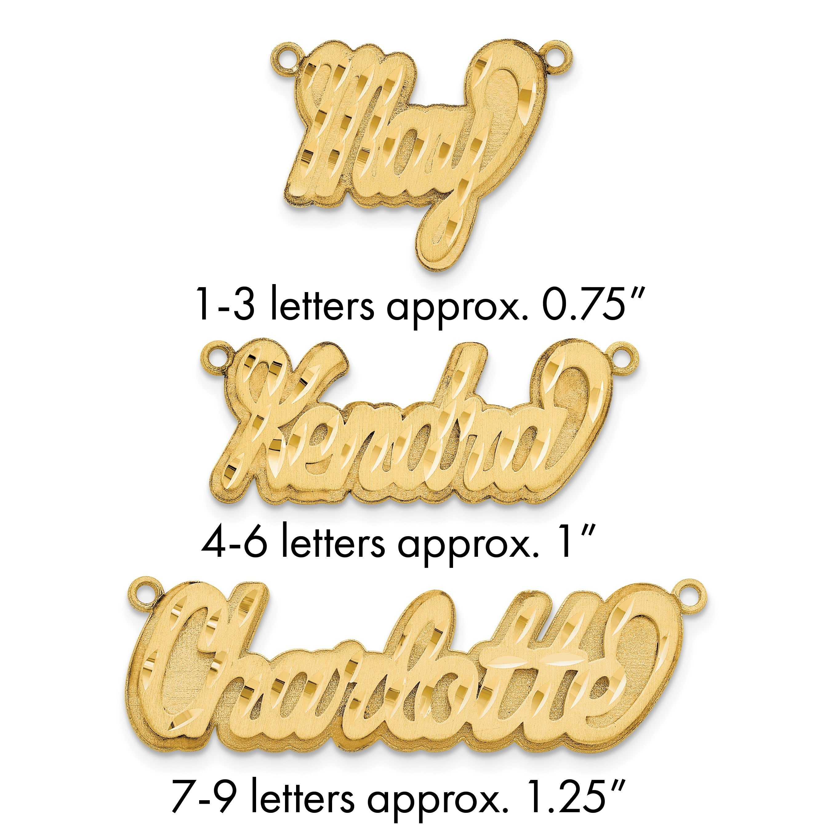 14K Gelbgold 3d Satiniert Diamantiert Name Platte