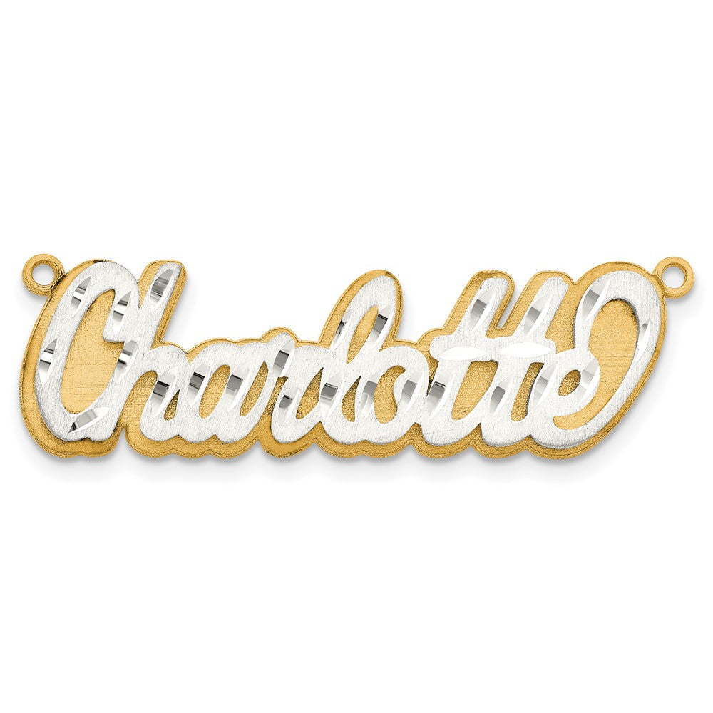 14K Bicolor 3d Satiniert Diamantiert Name Platte