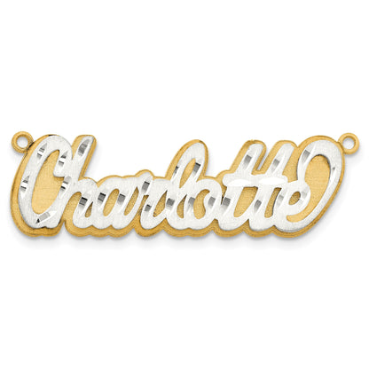 14K Bicolor 3d Satiniert Diamantiert Name Platte