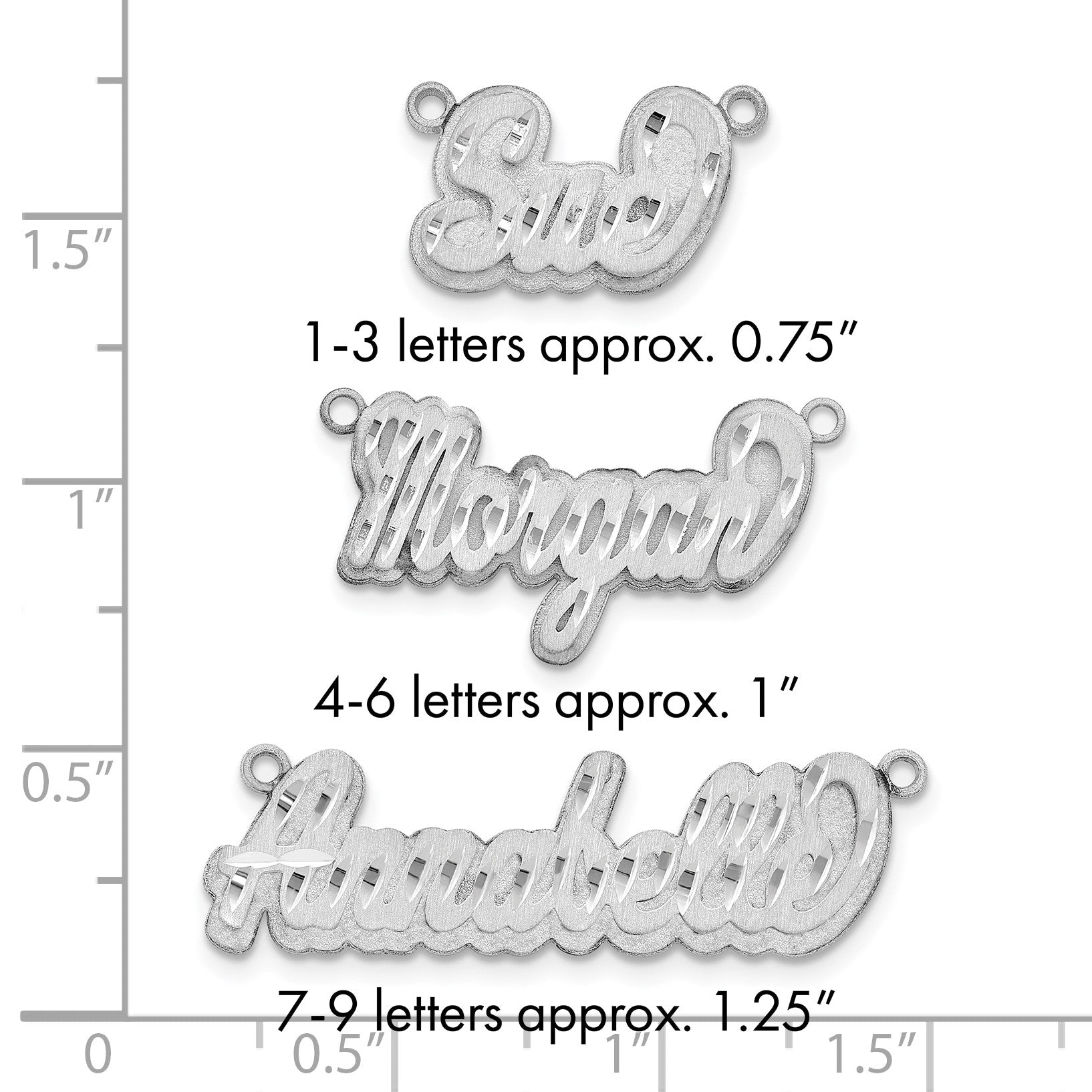 Sterlingsilber Rhodiniert 3d Satiniert Diamantiert Name Platte