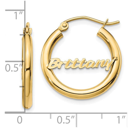 14K Gelbgold Klein Diamantiert Name Platte Creolen