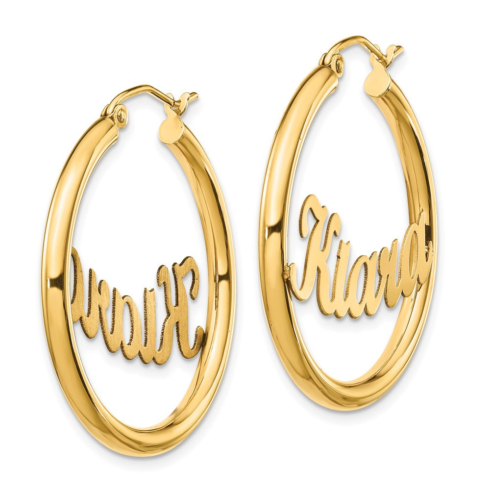 14K Gelbgold Name Platte Creolen