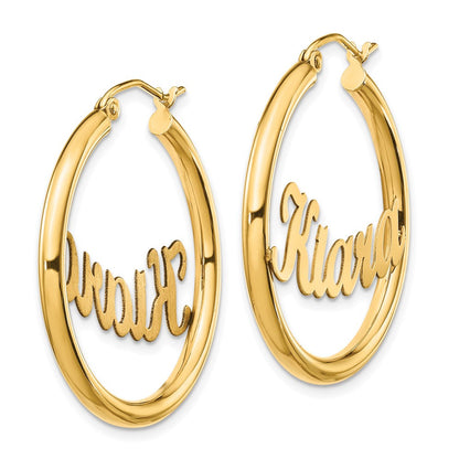 14K Gelbgold Name Platte Creolen