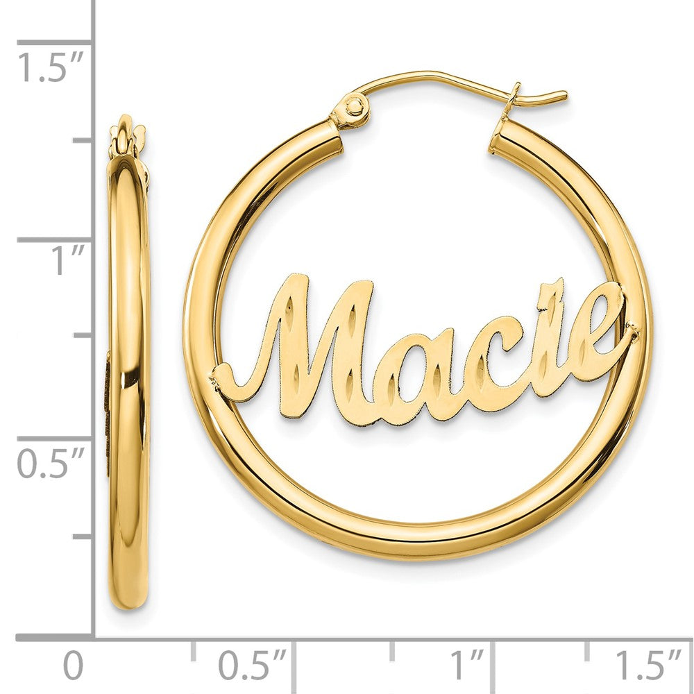 14K Gelbgold Diamantiert Name Platte Creolen