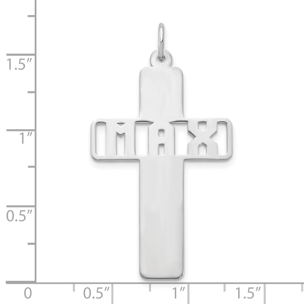 Sterlingsilber Silber/rhodiniert mit Ausgeschnitten Name Charm