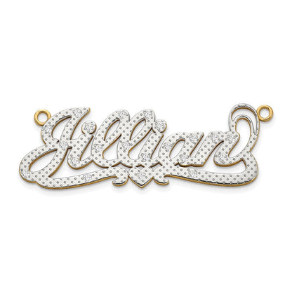 14K Gelb & Rhodium Gold und 3d Diamant mit Herz Name Platte