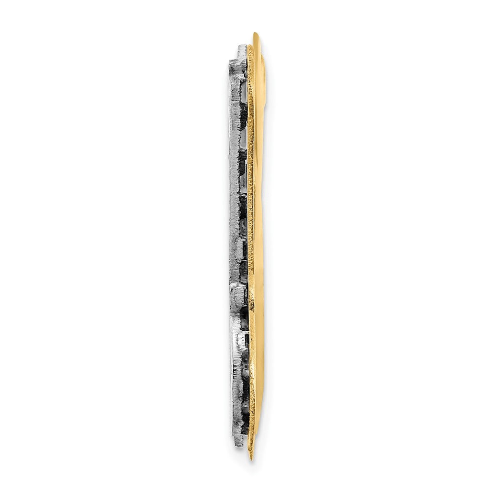 14K Gelb & Rhodium Gold und 3d Diamant mit Herz Name Platte