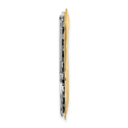 14K Gelb & Rhodium Gold und 3d Diamant mit Herz Name Platte