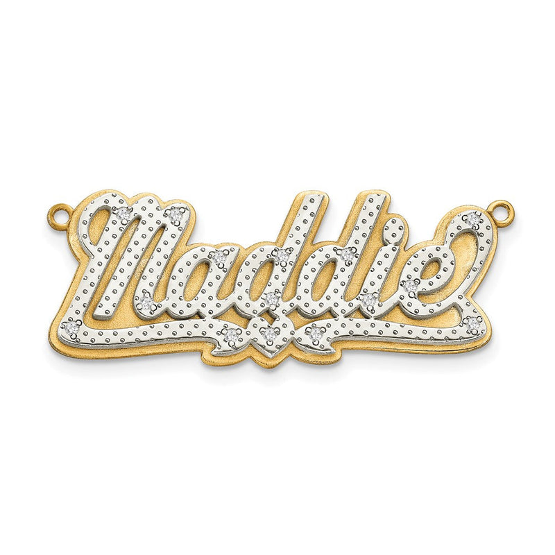 14K Dreidimensionaler Diamant-Namensschild-Anhänger