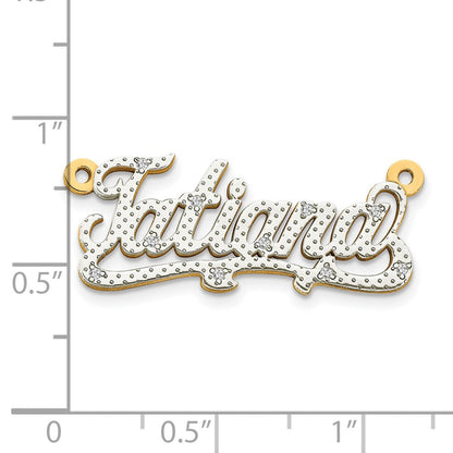 14K Weißgold 3 D Diamant Name Platte
