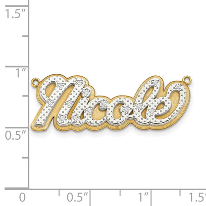 14K Gelb & Rhodium Gold und 3d Diamant Name Platte