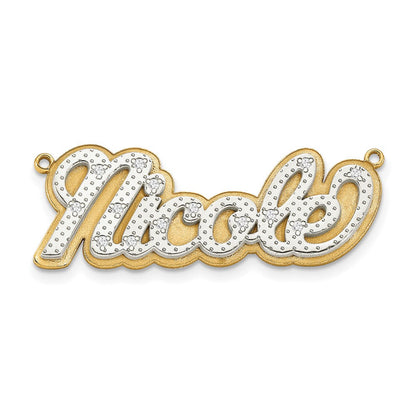 14K Gelb & Rhodium Gold und 3d Diamant Name Platte