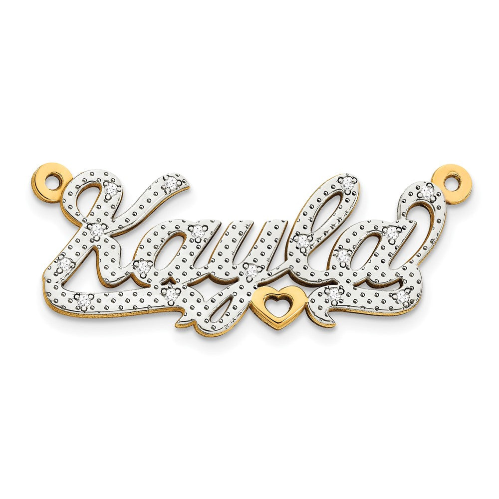 14K Gelb & Rhodium Gold und 3d Diamant Name Platte