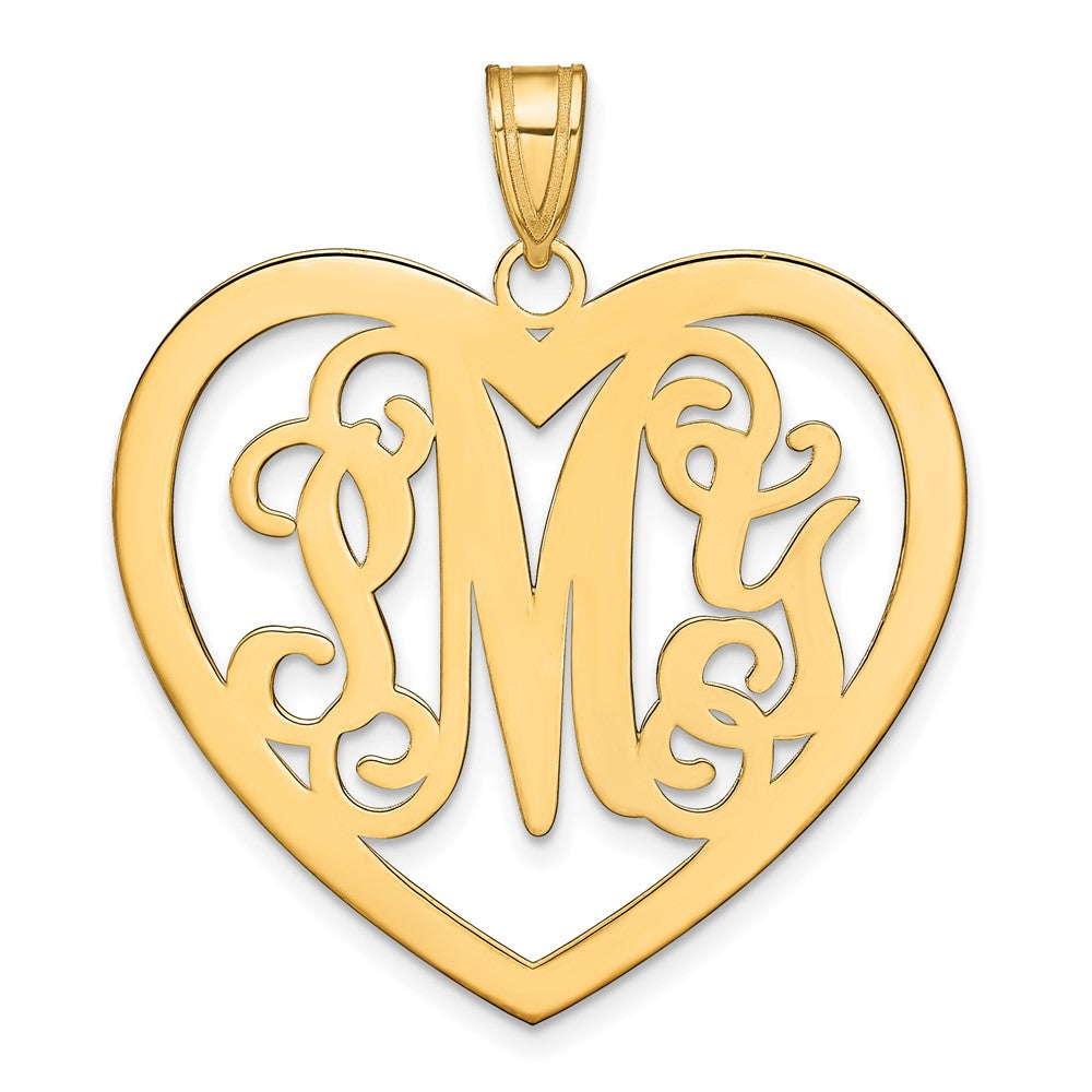 Vergoldet Sterlingsilber /gold Groß Monogramm Herz Anhänger
