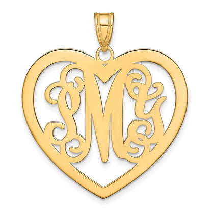 14K Gelbgold Groß Monogramm Herz Anhänger