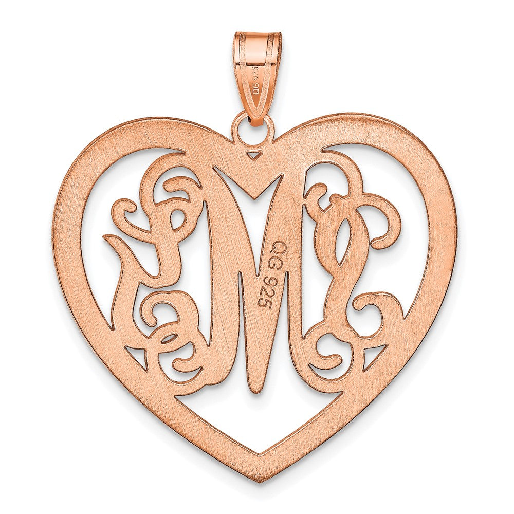 Roségoldbeschichtet Sterlingsilber /rose Groß Monogramm Herz Anhänger