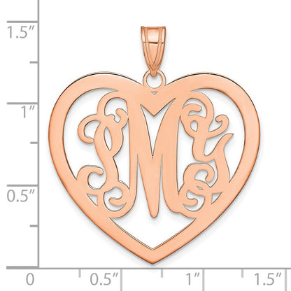 Roségoldbeschichtet Sterlingsilber /rose Groß Monogramm Herz Anhänger