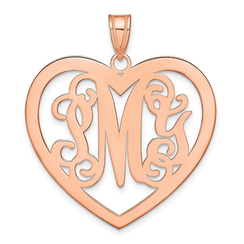 14K Roségold Groß Monogramm Herz Anhänger