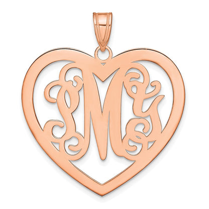 14K Roségold Groß Monogramm Herz Anhänger