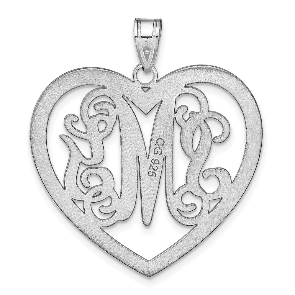 Sterlingsilber Silber/rhodiniert Groß Monogramm Herz Anhänger