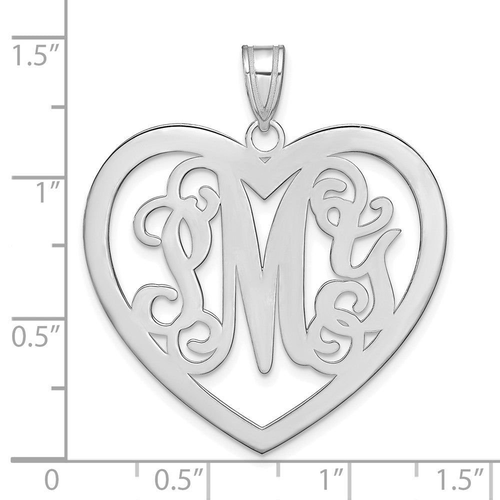 14K Weißgold Groß Monogramm Herz Anhänger