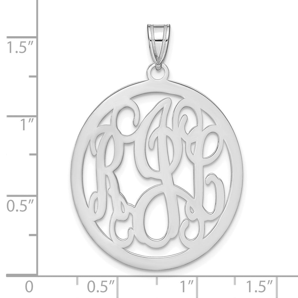 14K Weißgold Rund Monogramm Anhänger