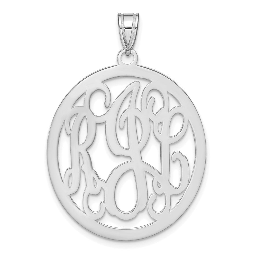 14K Weißgold Rund Monogramm Anhänger