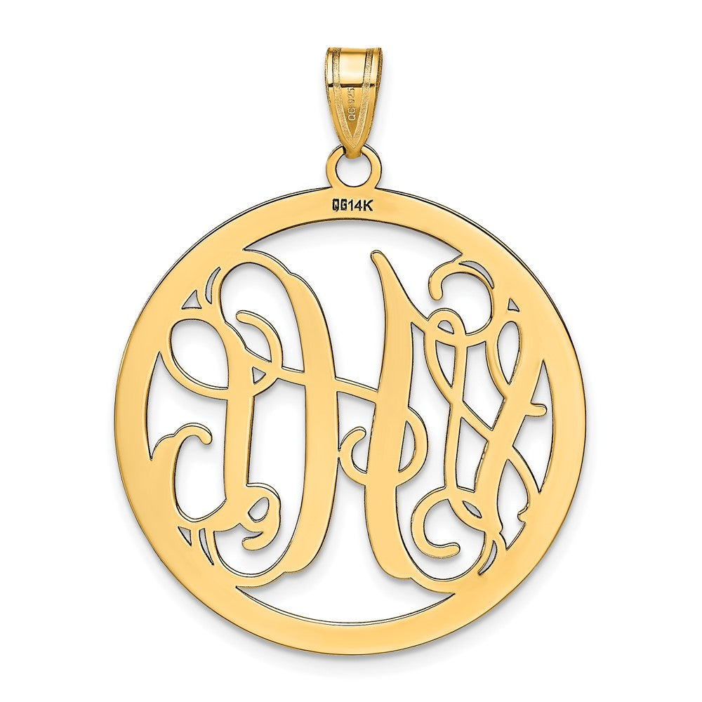 Vergoldet Sterlingsilber /gold Groß Rund Monogramm Anhänger