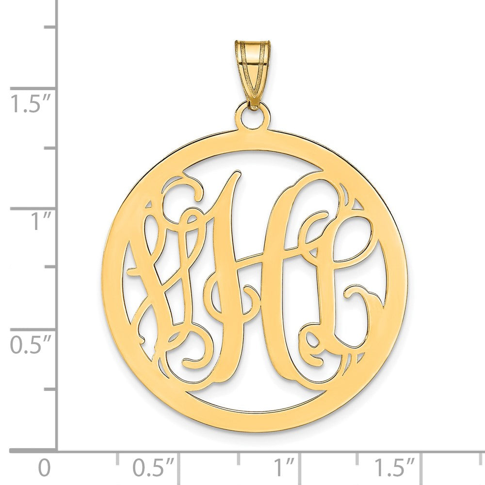 14K Gelbgold Groß Rund Monogramm Anhänger