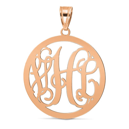 14K Roségold Groß Rund Monogramm Anhänger
