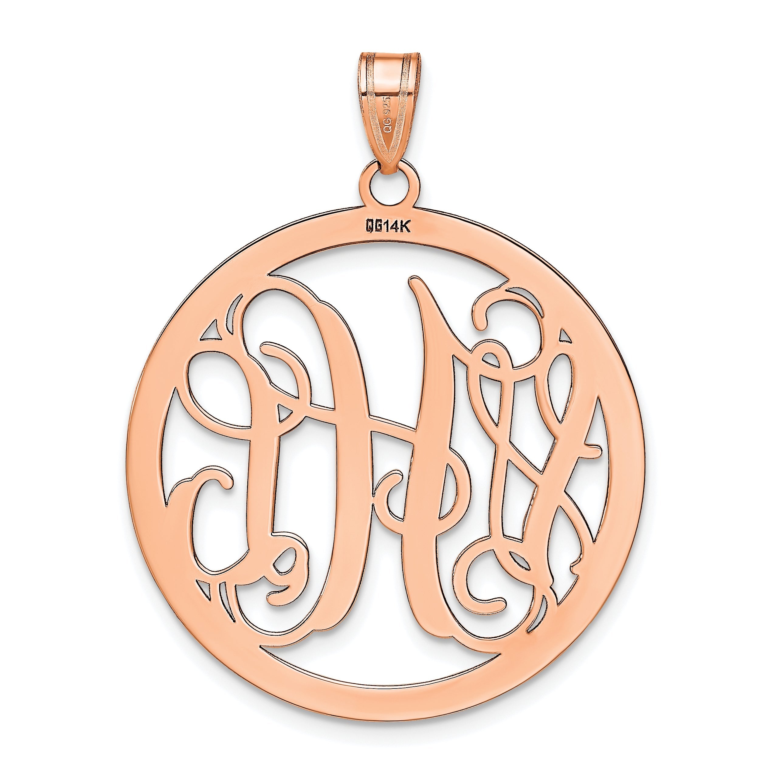 Roségoldbeschichtet Sterlingsilber /rose Groß Rund Monogramm Anhänger