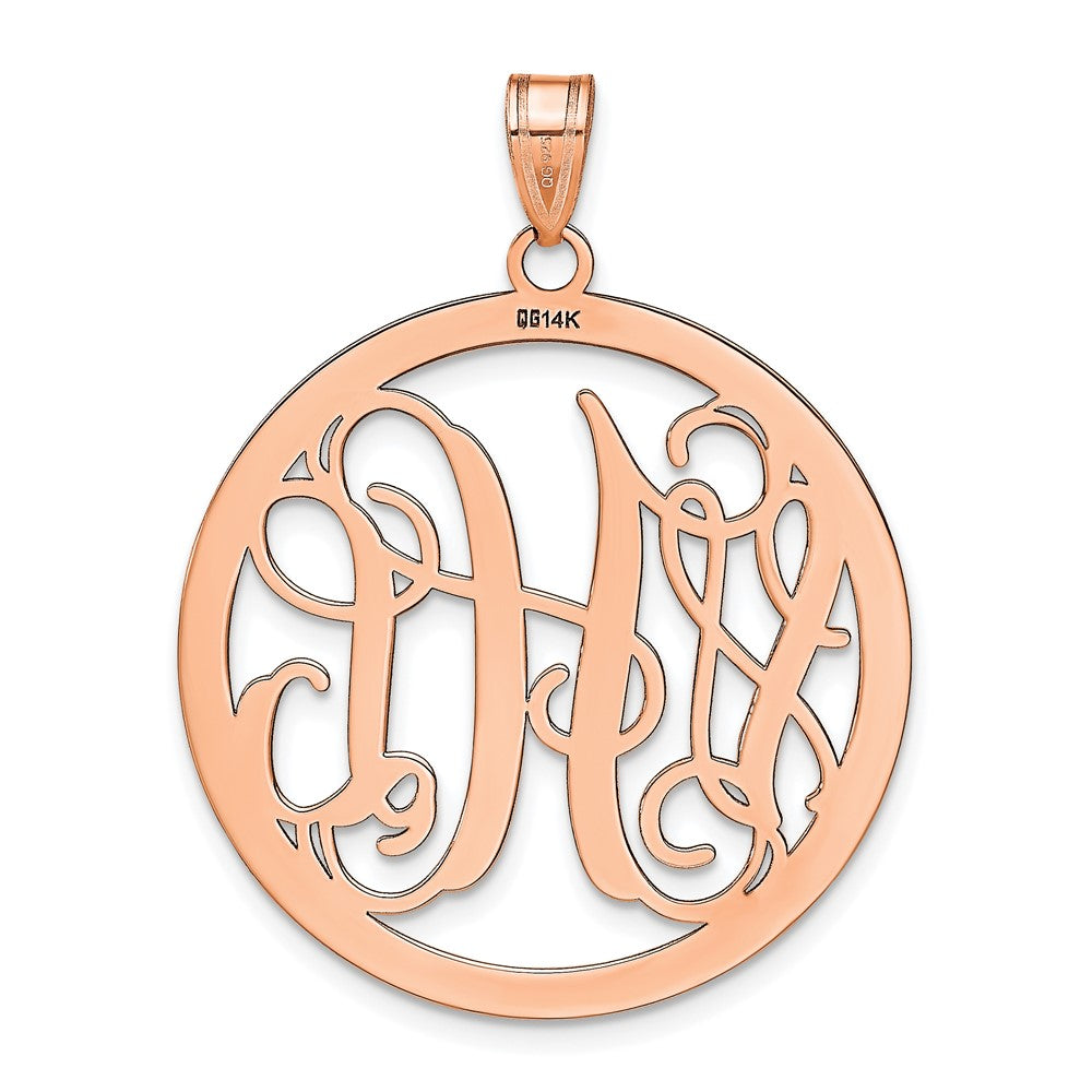 14K Roségold Groß Rund Monogramm Anhänger