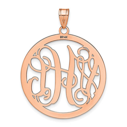 14K Roségold Groß Rund Monogramm Anhänger