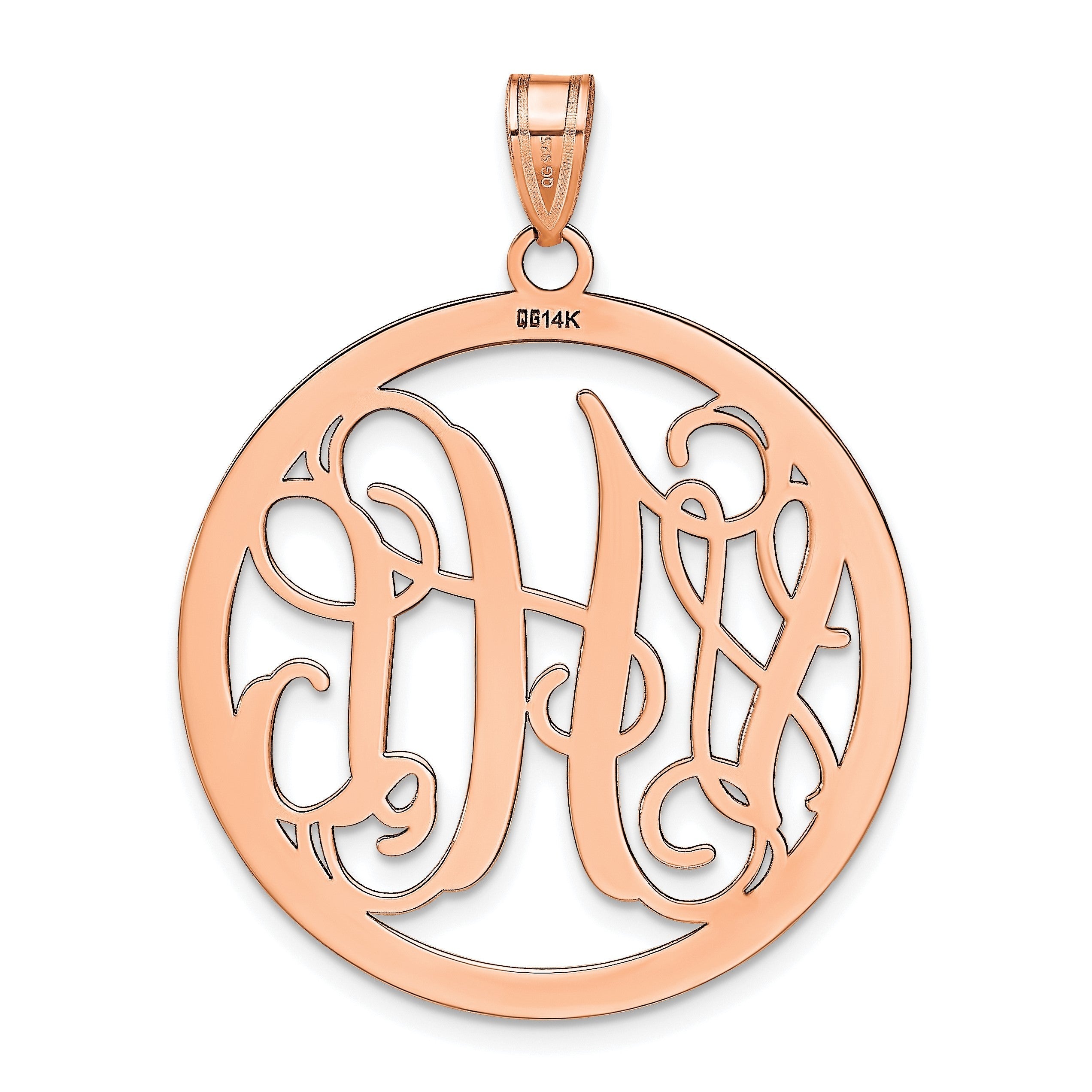 14K Roségold Groß Rund Monogramm Anhänger