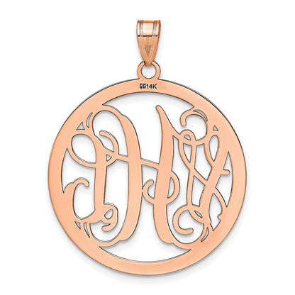 14K Roségold Groß Rund Monogramm Anhänger