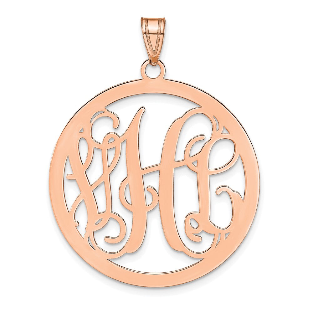 14K Roségold Groß Rund Monogramm Anhänger
