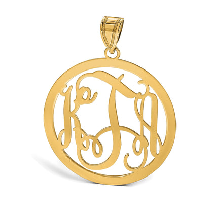 14K Gelbgold Groß Rund Monogramm Anhänger