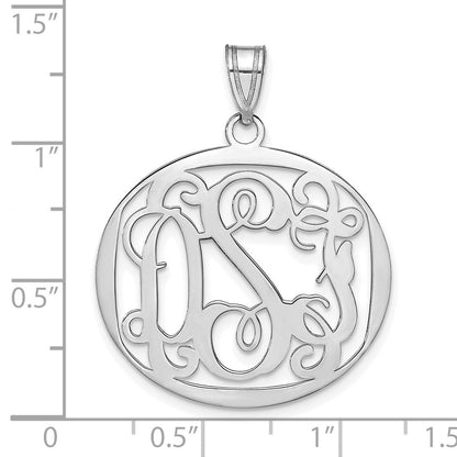 14K Weißgold Rund Monogramm Anhänger