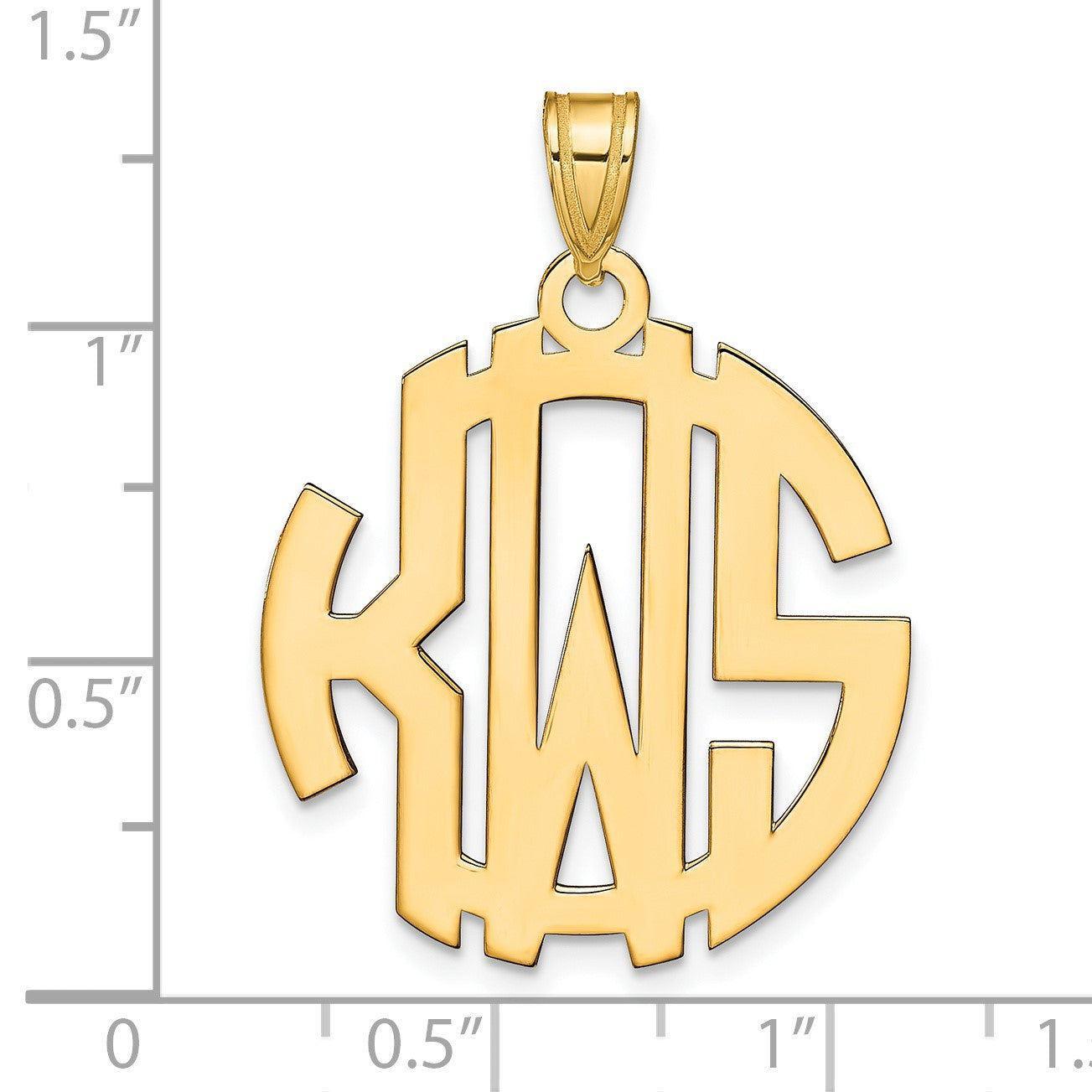 14K Gelbgold Rund Ausgeschnitten Monogramm Anhänger