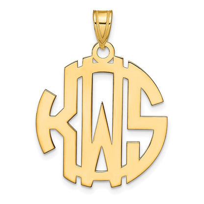 Vergoldet Sterlingsilber /gold Rund Ausgeschnitten Monogramm Anhänger