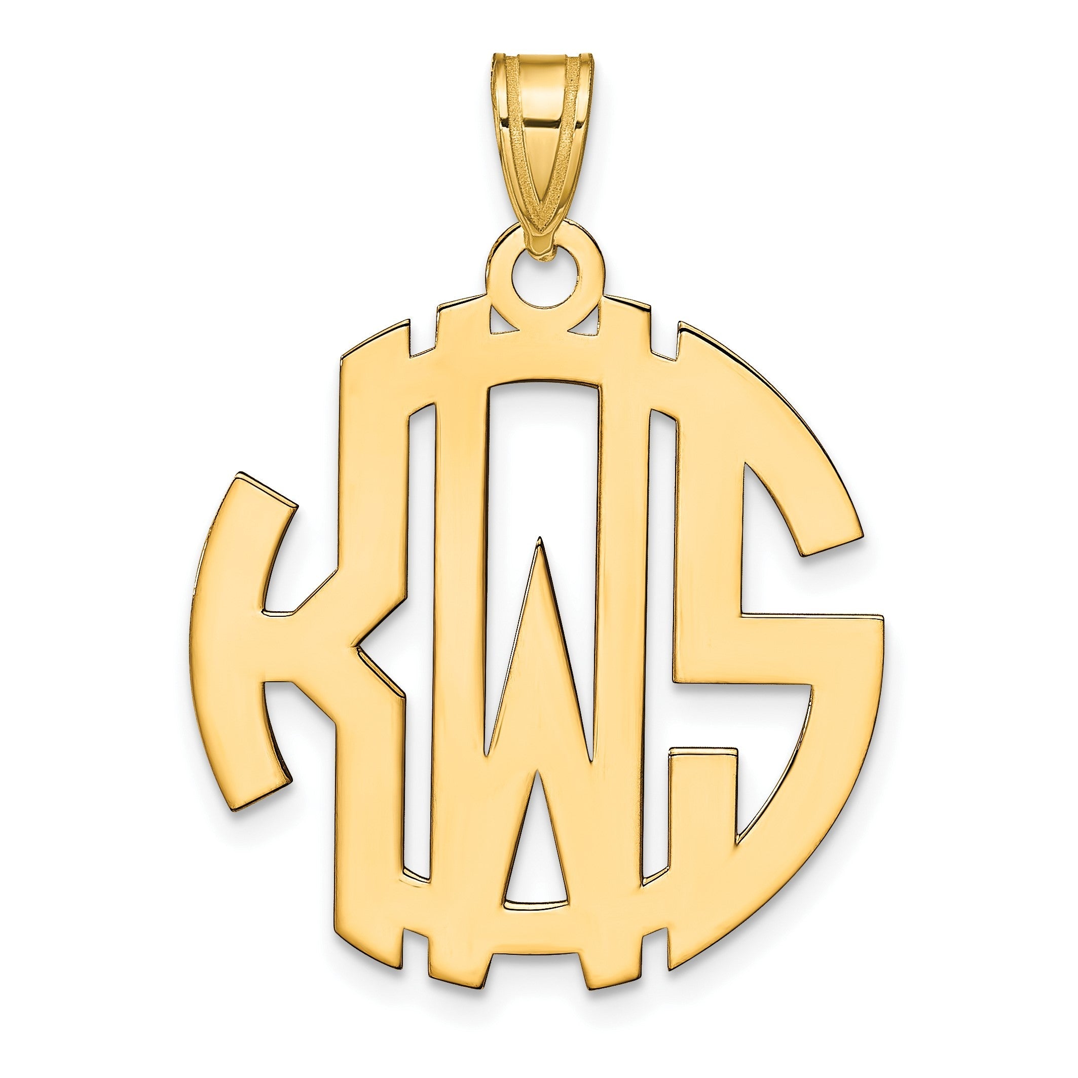 14K Gelbgold Rund Ausgeschnitten Monogramm Anhänger