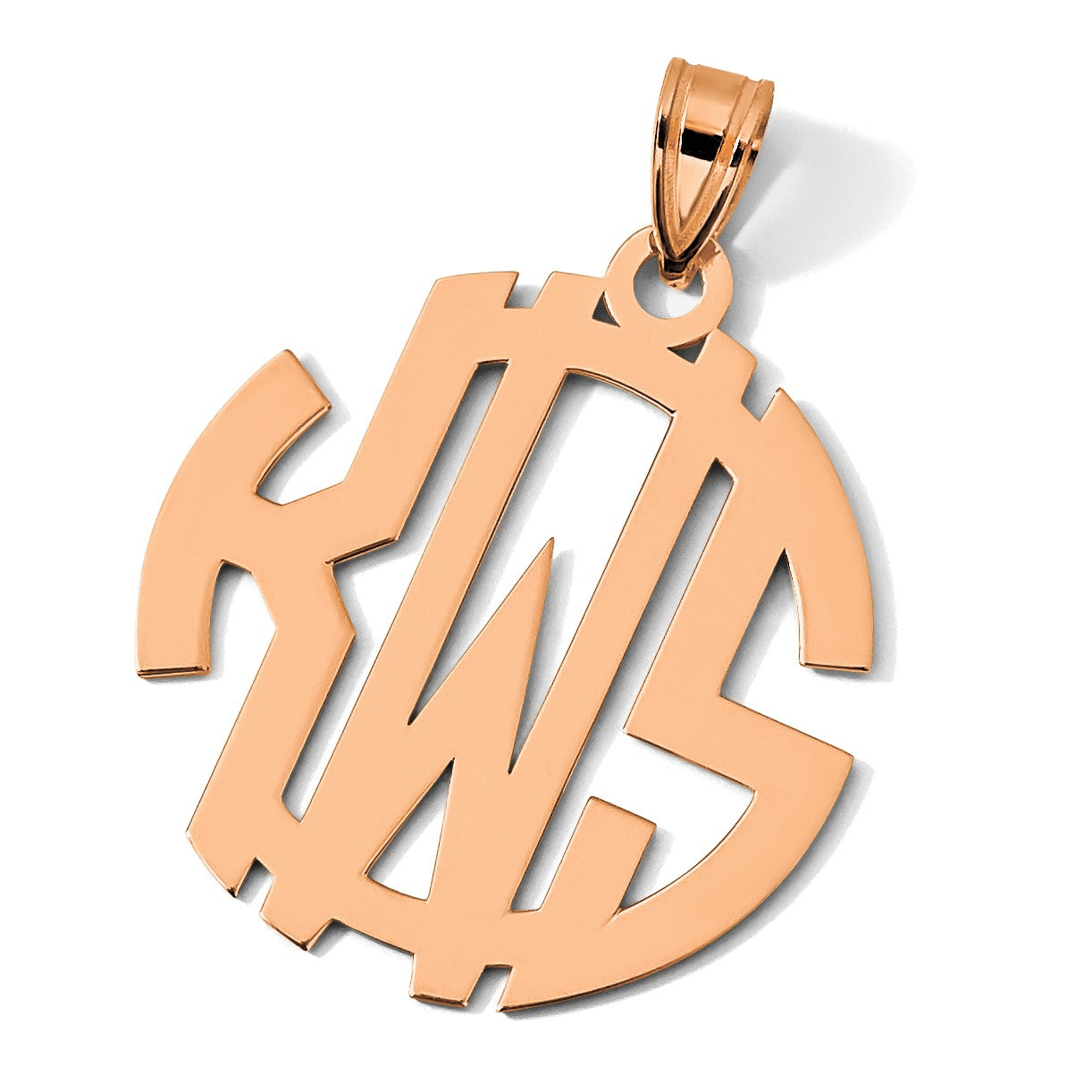 14K Roségold Rund Ausgeschnitten Monogramm Anhänger