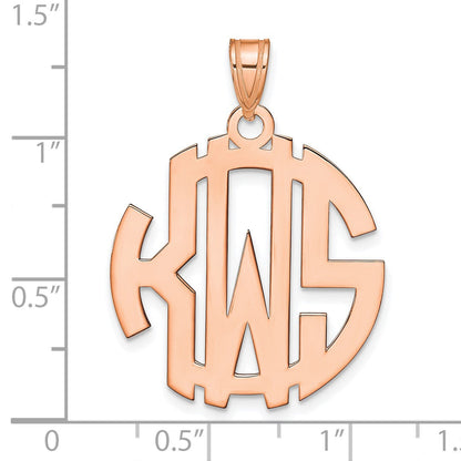14K Roségold Rund Ausgeschnitten Monogramm Anhänger