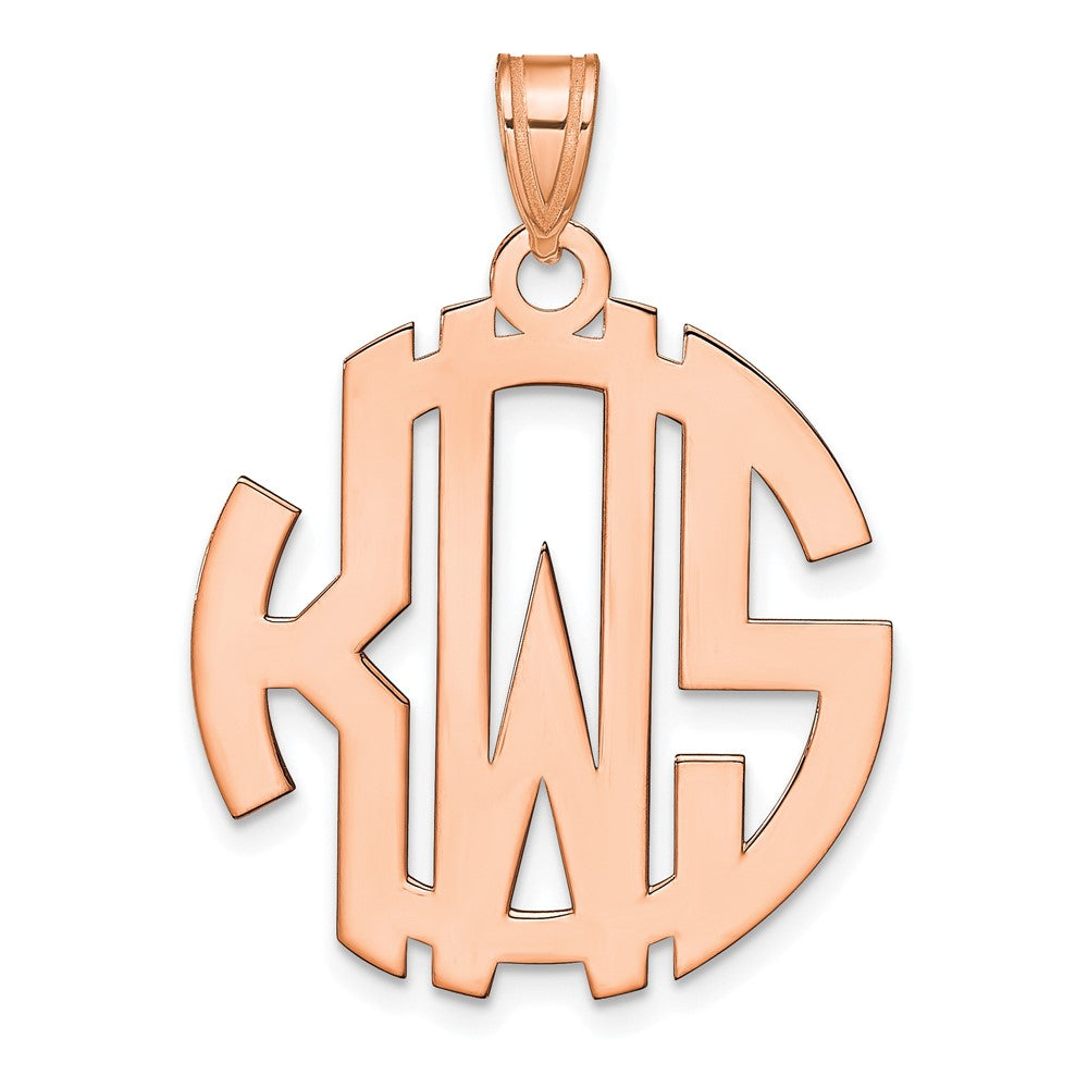 14K Roségold Rund Ausgeschnitten Monogramm Anhänger