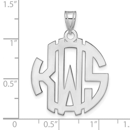 14K Weißgold Rund Ausgeschnitten Monogramm Anhänger