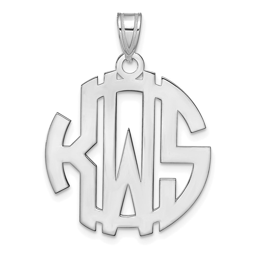 14K Weißgold Rund Ausgeschnitten Monogramm Anhänger